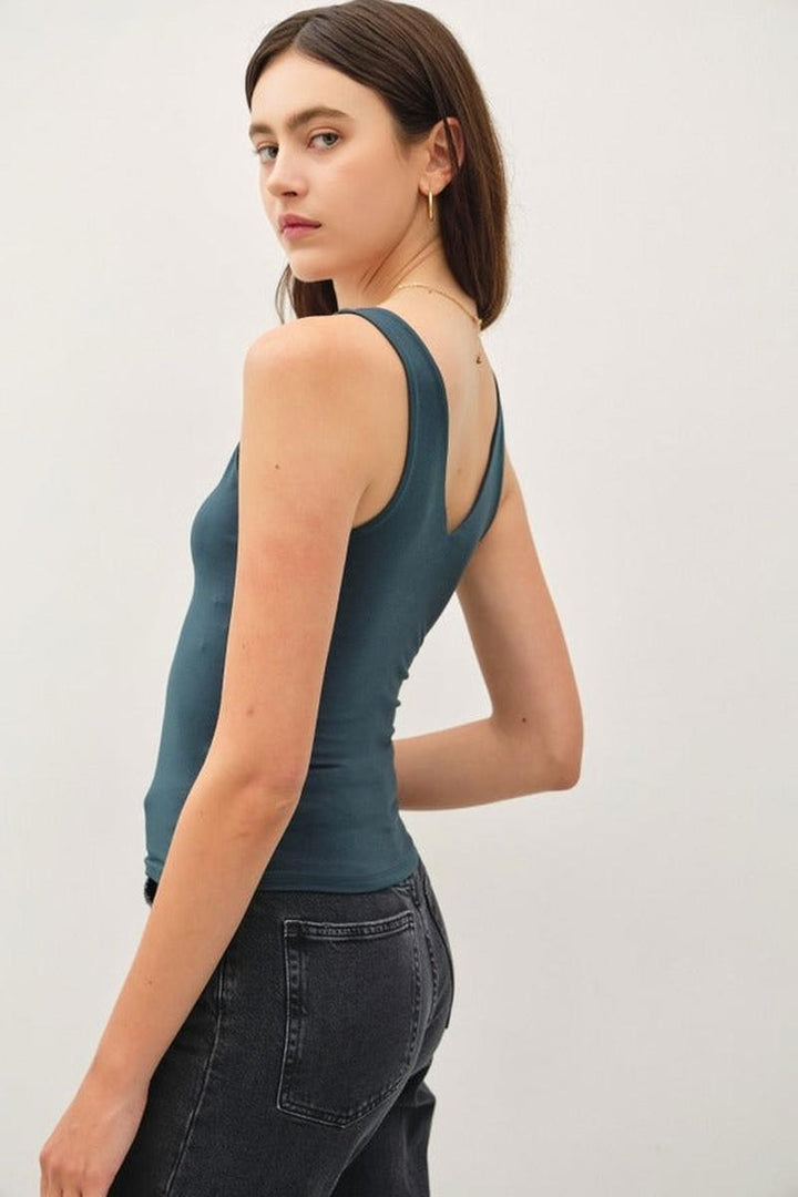 Be Cool - Basic V-Neck Tank in Teal Green