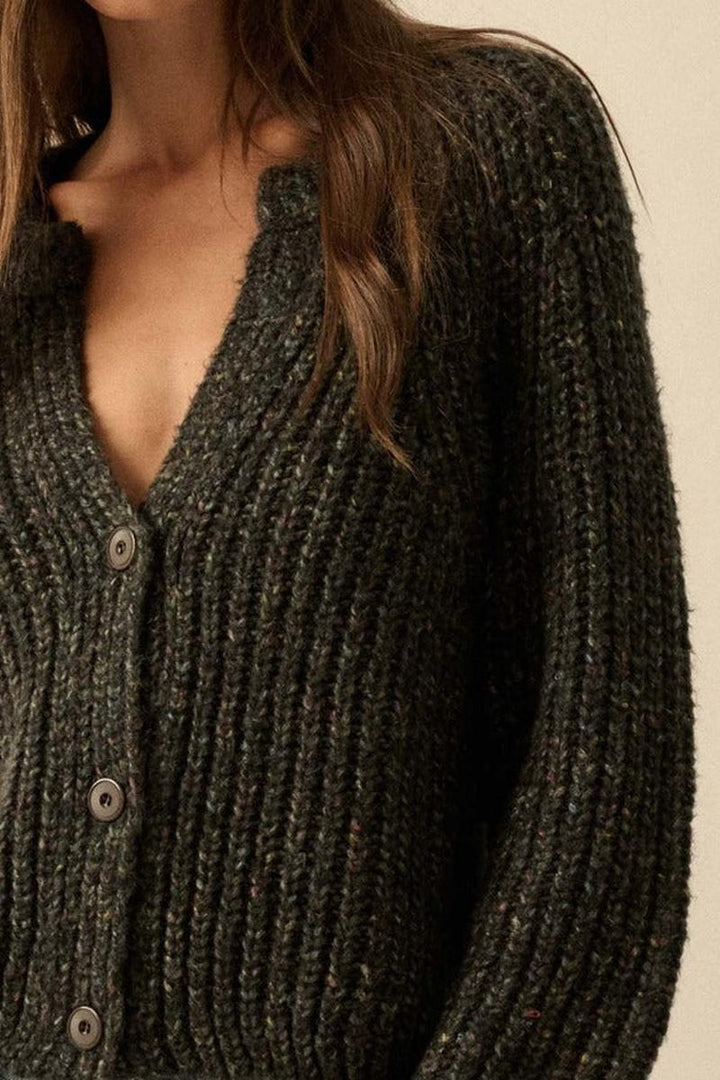 Promesa USA - Confetti Button-Front Cardigan Sweater in Black