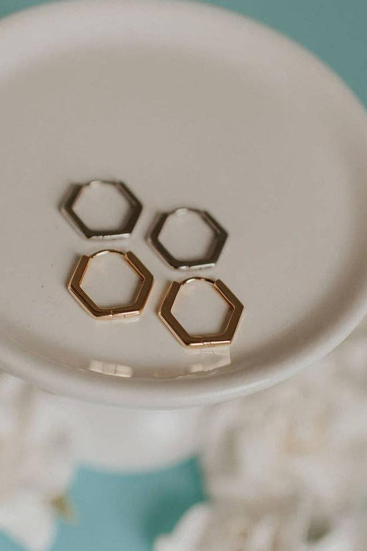 Mauve Jewlery Co. - Hexagon Huggies in Gold