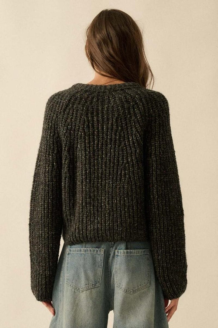 Promesa USA - Confetti Button-Front Cardigan Sweater in Black