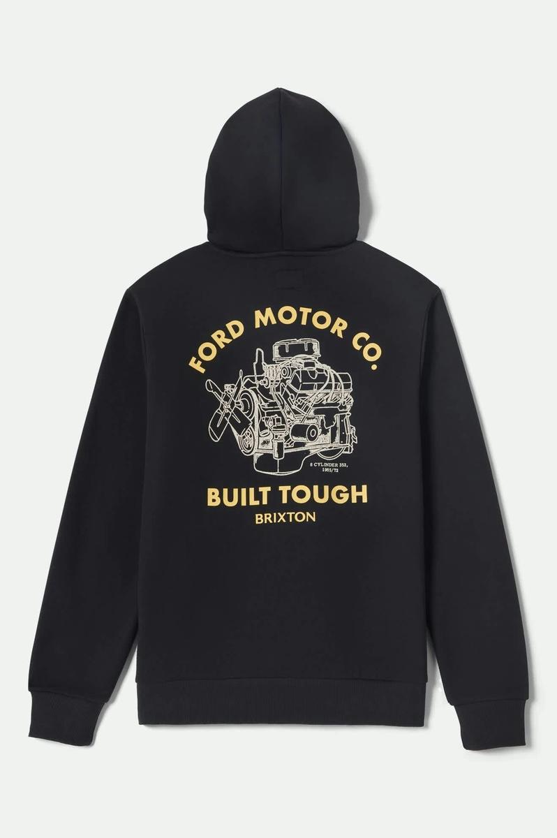 Brixton - Ford Built Tough Fleece Hoodie in Burnt Rubber