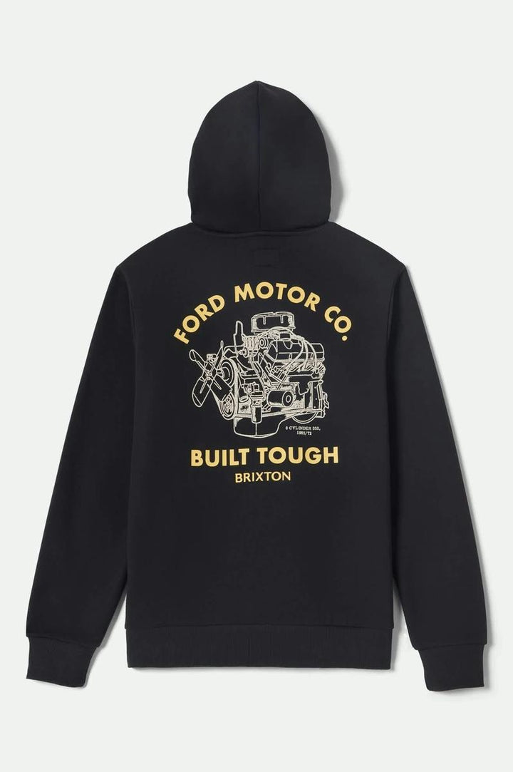 Brixton - Ford Built Tough Fleece Hoodie in Burnt Rubber