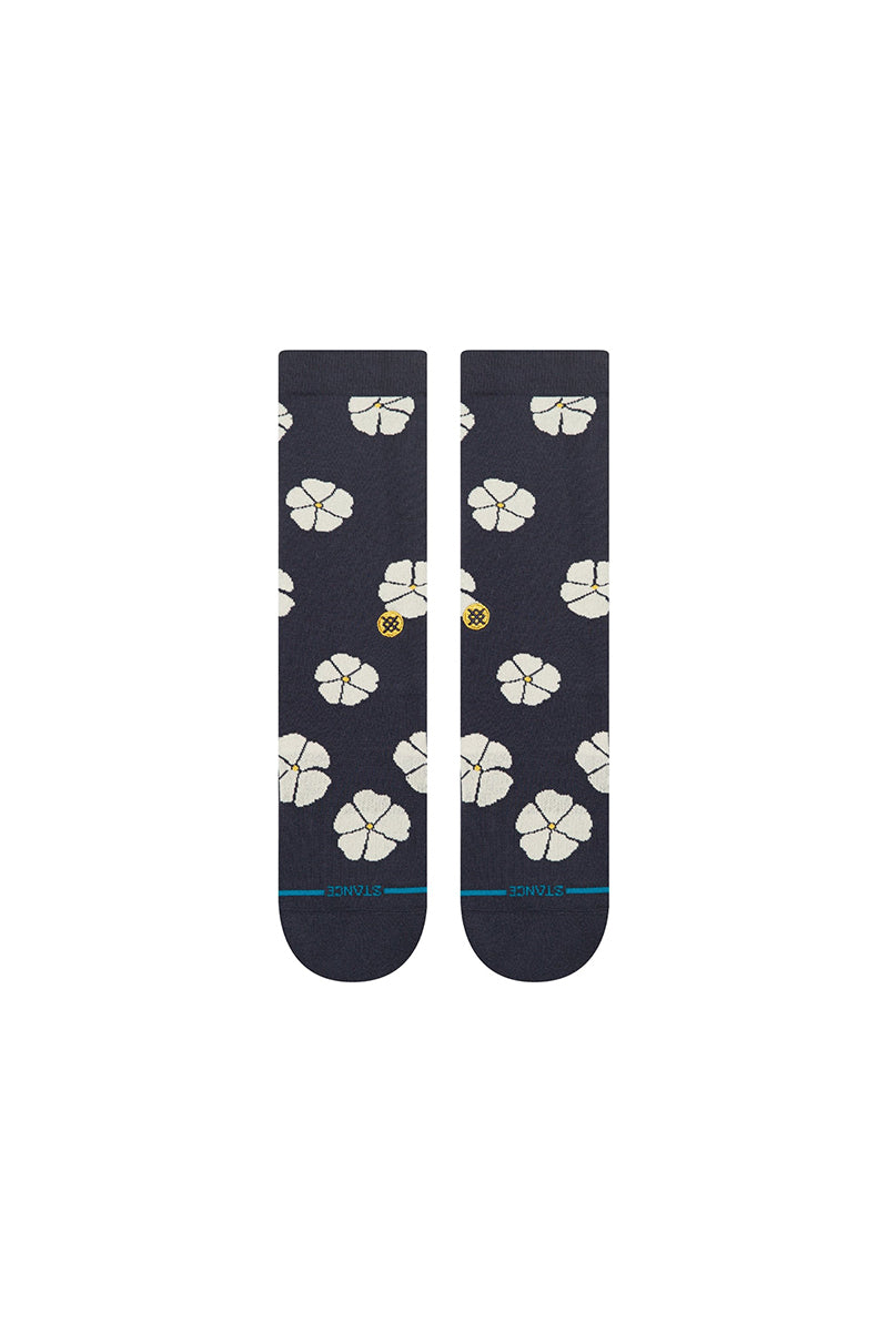 Stance - Floral Cotton Crew Light Cushion Socks in Navy