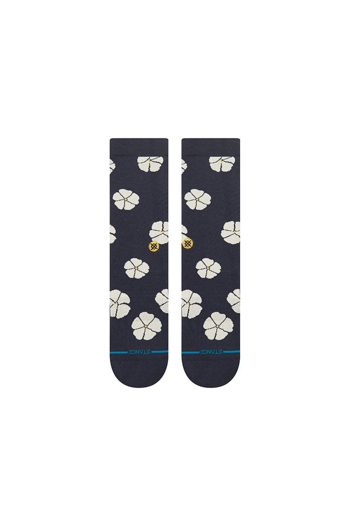 Stance - Floral Cotton Crew Light Cushion Socks in Navy