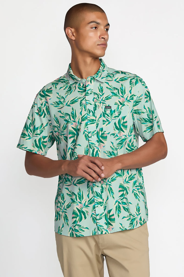 RVCA - Morning Glory Short Sleeve Shirt in Green Tea