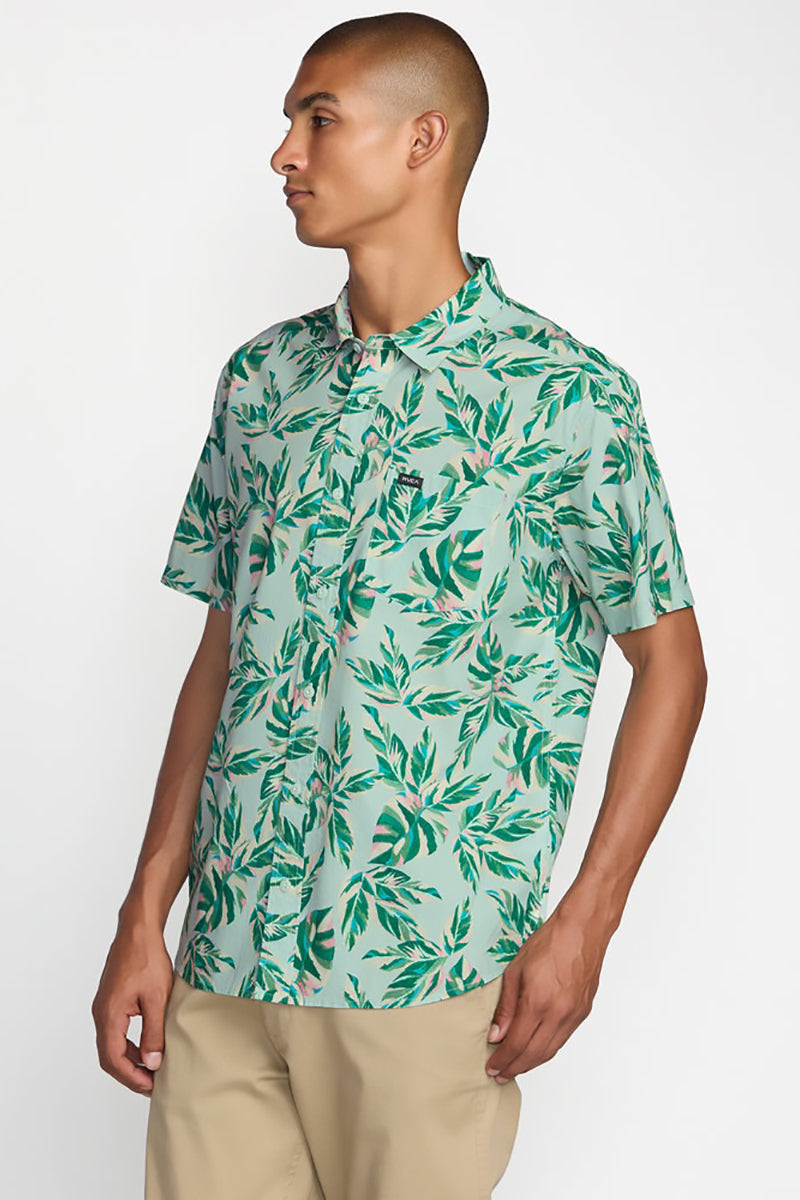 RVCA - Morning Glory Short Sleeve Shirt in Green Tea