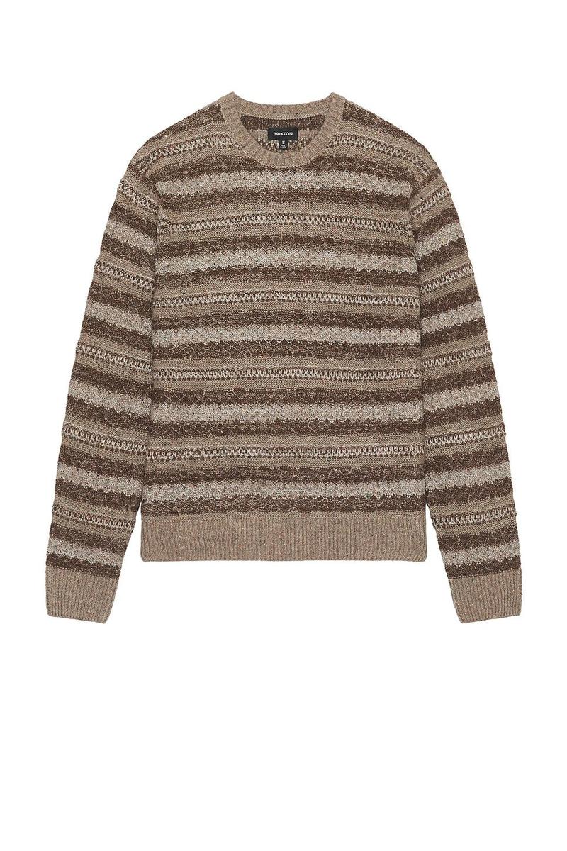 Brixton - Midnight Crew Sweater in Multi Neutral Stripe