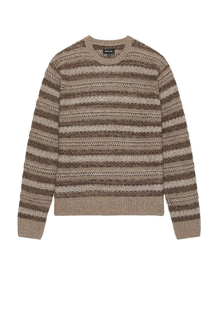 Brixton - Midnight Crew Sweater in Multi Neutral Stripe