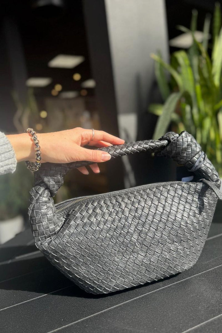 Cut n' Paste - "Knot" Small Woven Hobo in Black