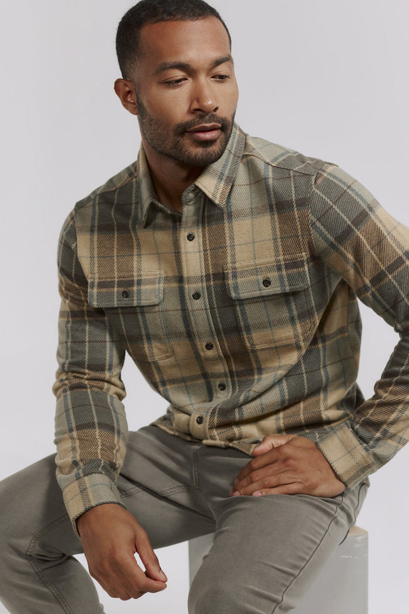 7DIAMONDS - Generation™ Plaid Shirt in Tan