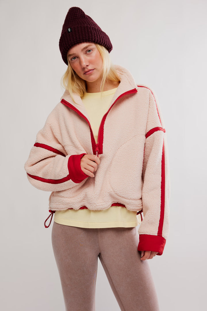 Free People - Mountain High Half Zip Fleece in Ballet Slipper Combo