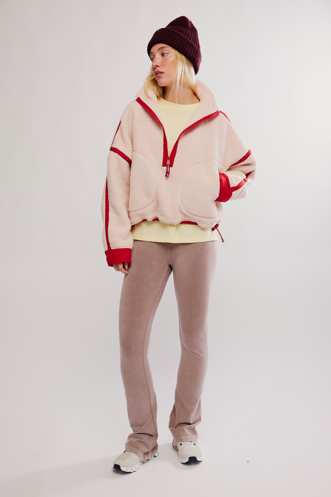 Free People - Mountain High Half Zip Fleece in Ballet Slipper Combo