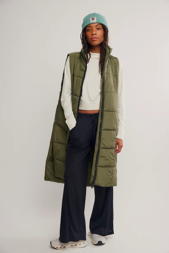 Free People Movement - On The Move Packable Puffer Vest in Seagrass