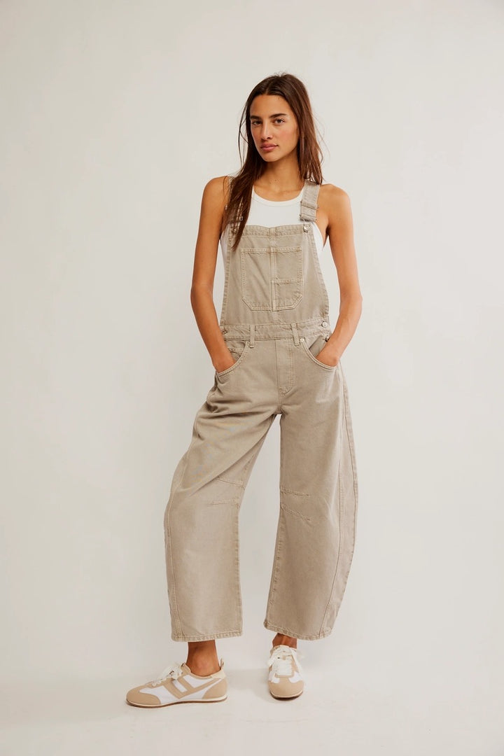 Free People - We The Free Good Luck Barrel Overalls in Cobblestone