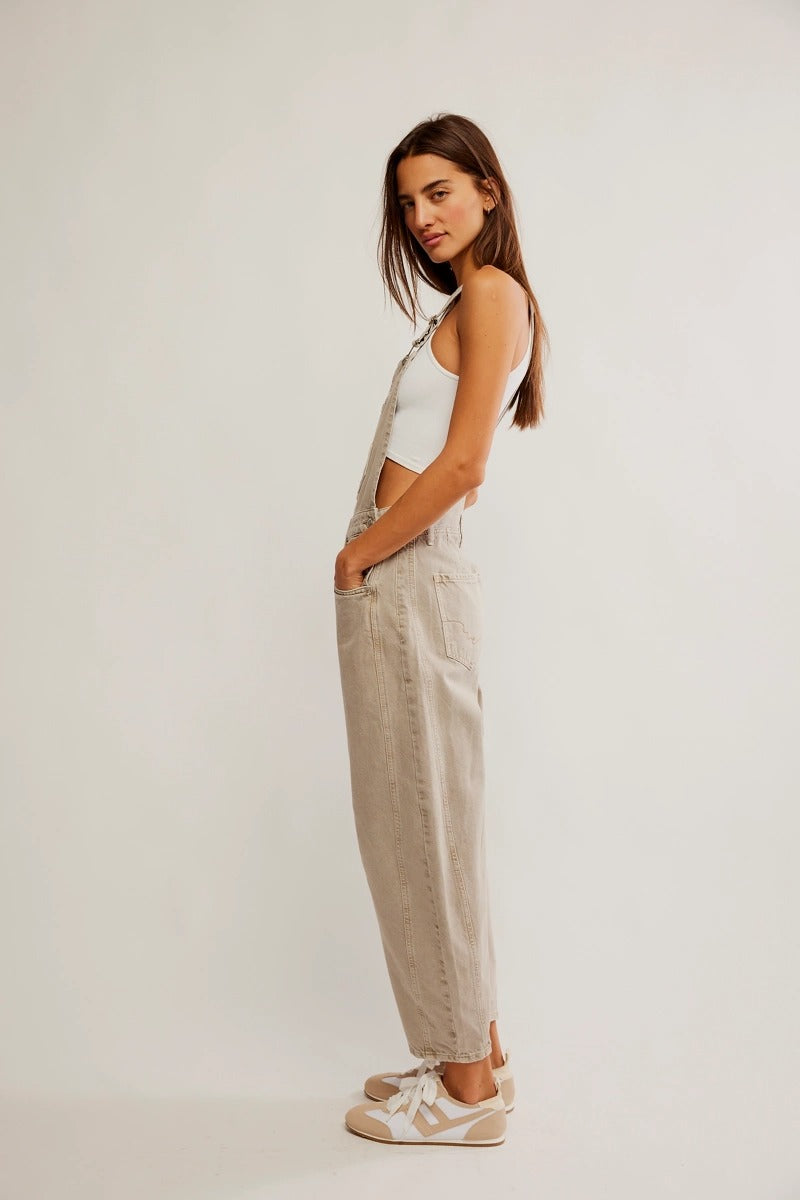 Free People - We The Free Good Luck Barrel Overalls in Cobblestone