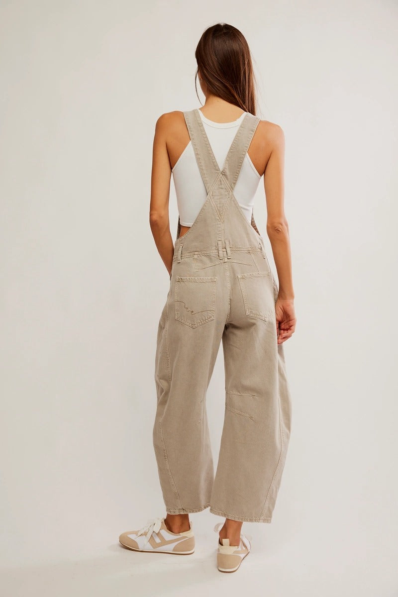 Free People - We The Free Good Luck Barrel Overalls in Cobblestone