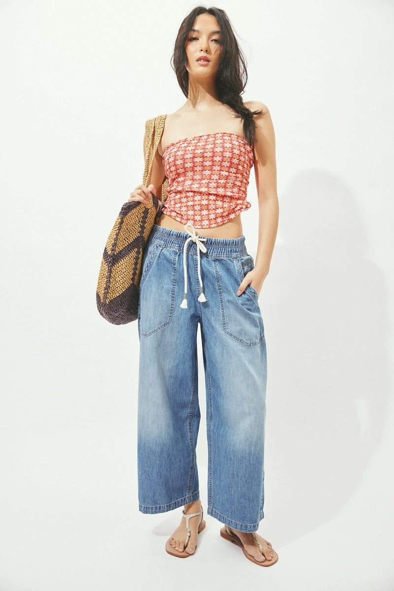 Free People - Mykonos Straw Tote in Espresso Combo