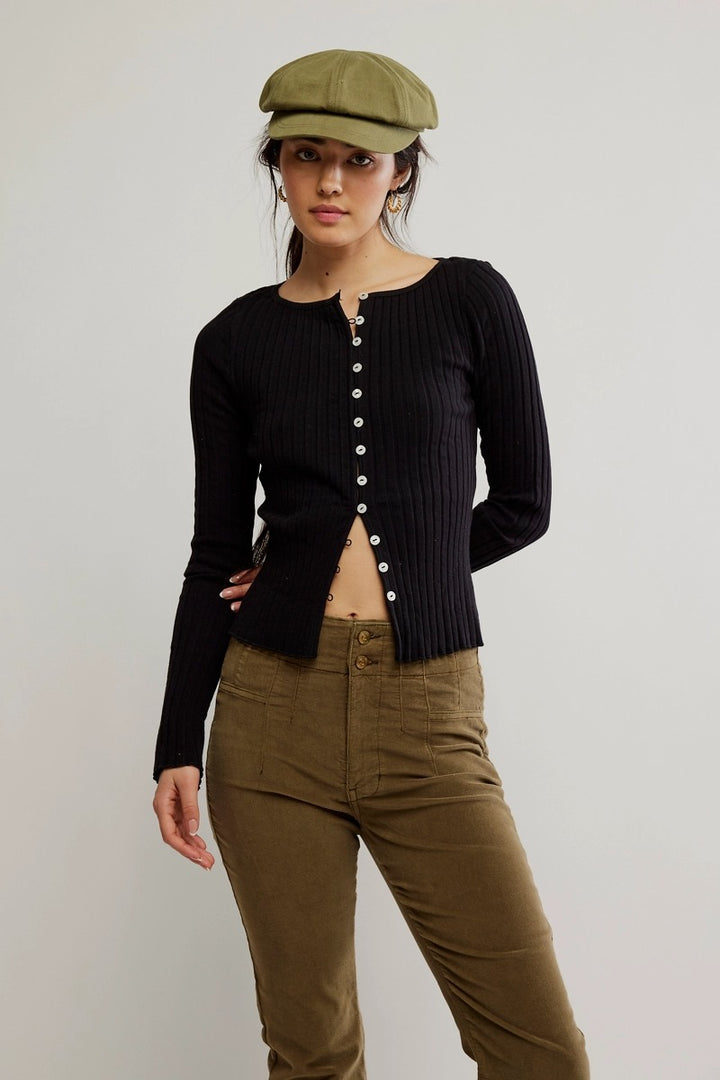 Free People - Tilly Long-Sleeve Cardi in Black