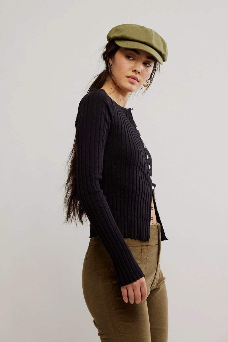 Free People - Tilly Long-Sleeve Cardi in Black