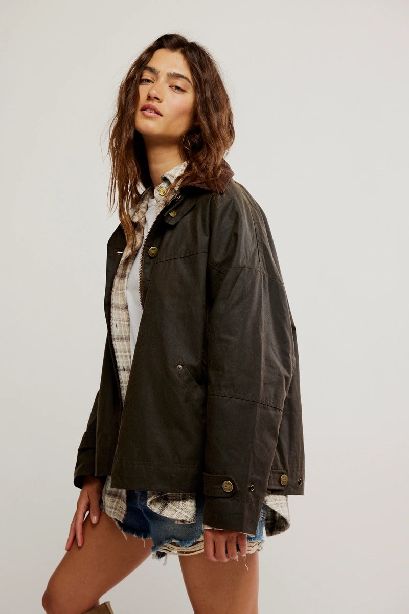 Free People - We The Free Cori Waxed Jacket in Olive