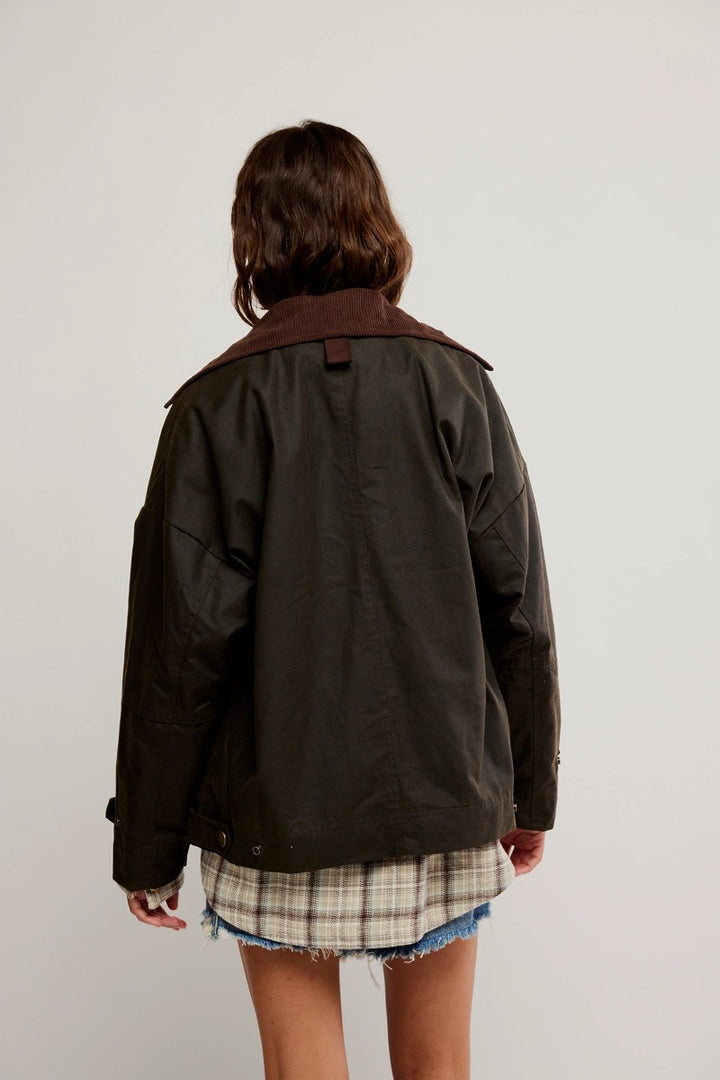 Free People - We The Free Cori Waxed Jacket in Olive