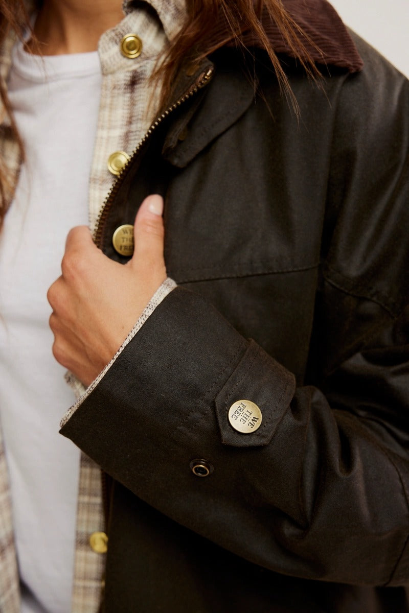 Free People - We The Free Cori Waxed Jacket in Olive