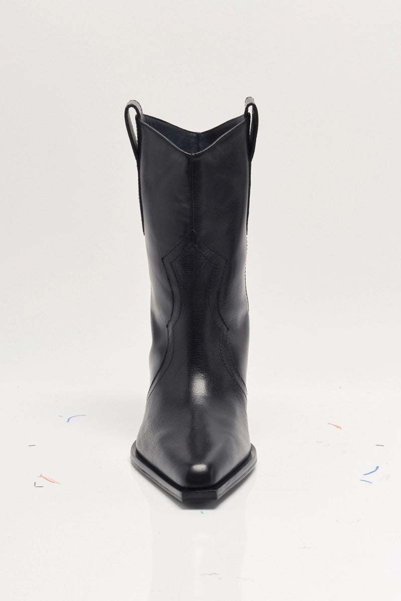 Free People - Cat Nap Cowboy Boots in Black Leather