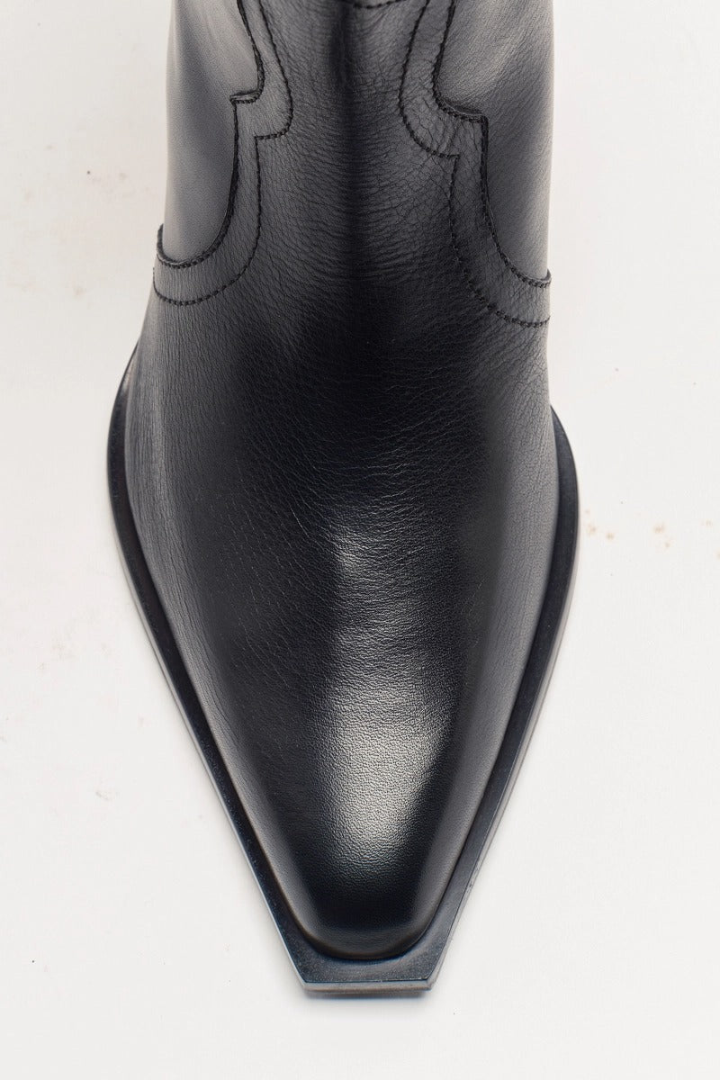 Free People - Cat Nap Cowboy Boots in Black Leather