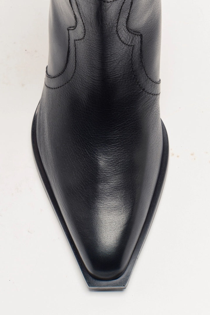 Free People - Cat Nap Cowboy Boots in Black Leather