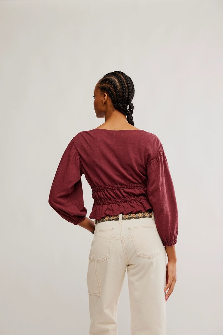 Free People - Let's Go Blouse in Red Bark