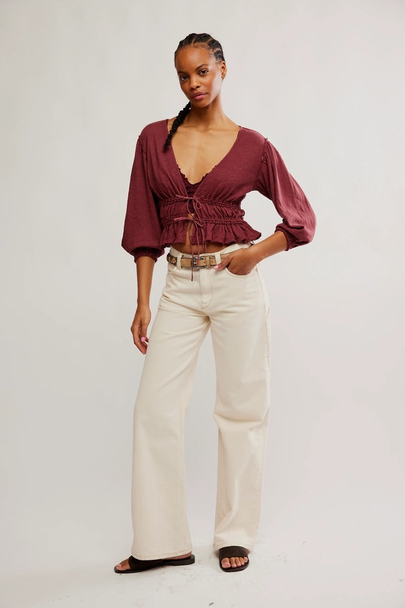 Free People - Let's Go Blouse in Red Bark