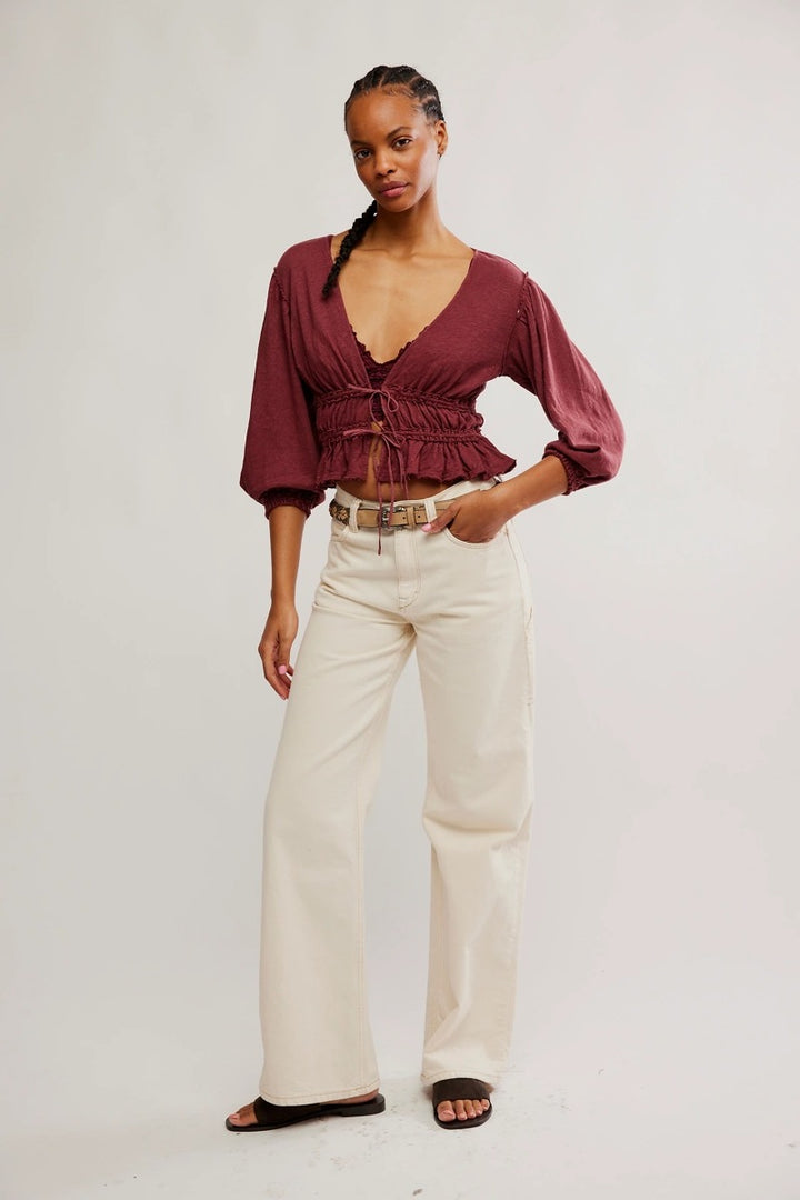 Free People - Let's Go Blouse in Red Bark