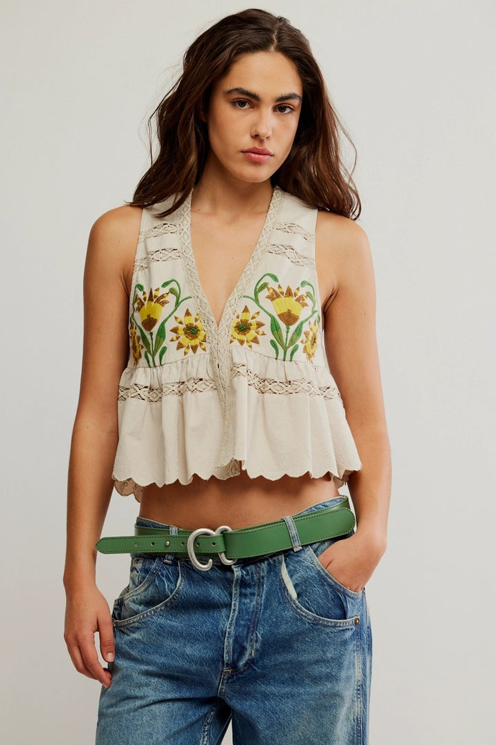 Free People - Bali Vine Whispers Top in Oat Combo