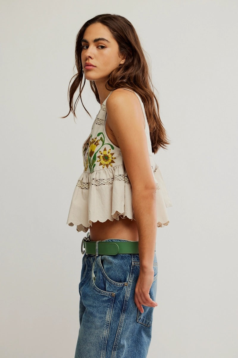 Free People - Bali Vine Whispers Top in Oat Combo