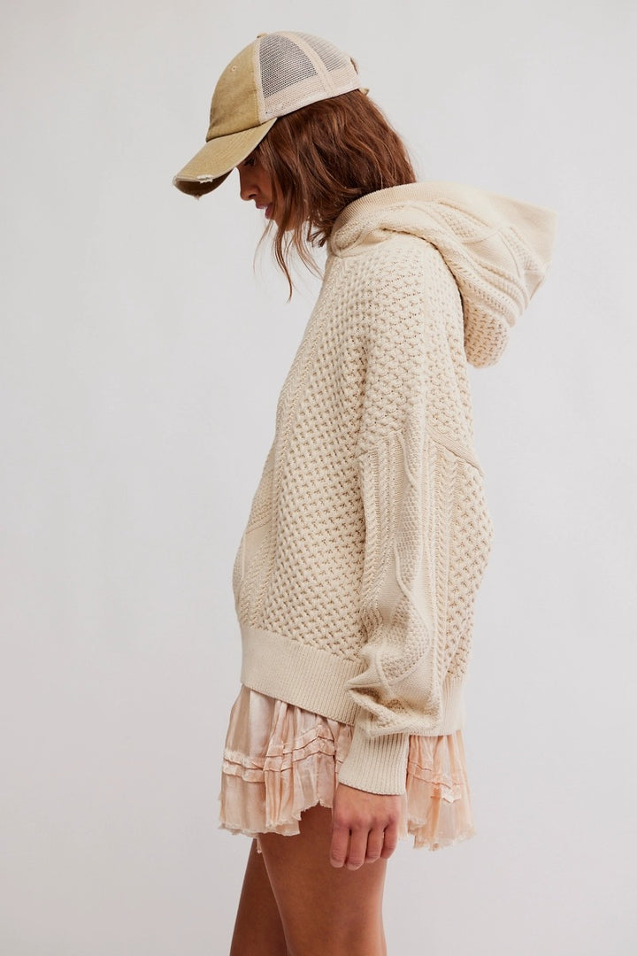 Free People - Explorer Cable Hoodie in Macadamia