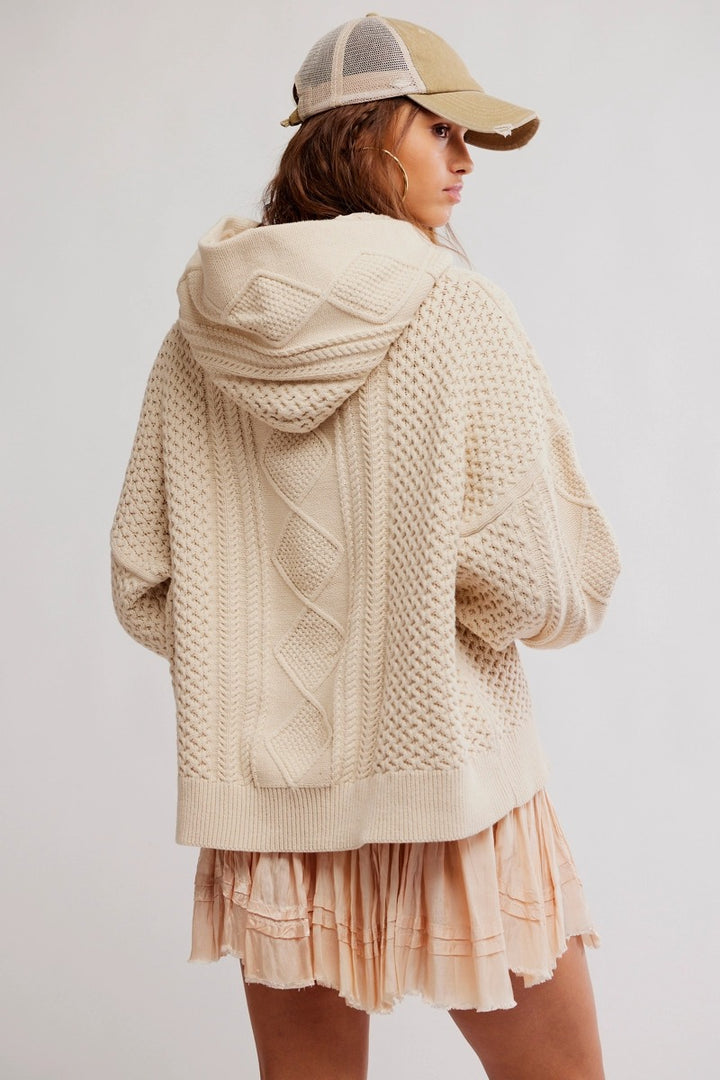 Free People - Explorer Cable Hoodie in Macadamia