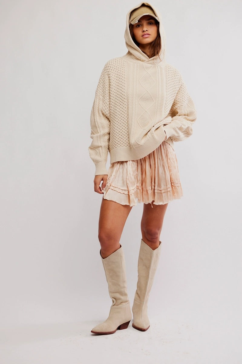 Free People - Explorer Cable Hoodie in Macadamia