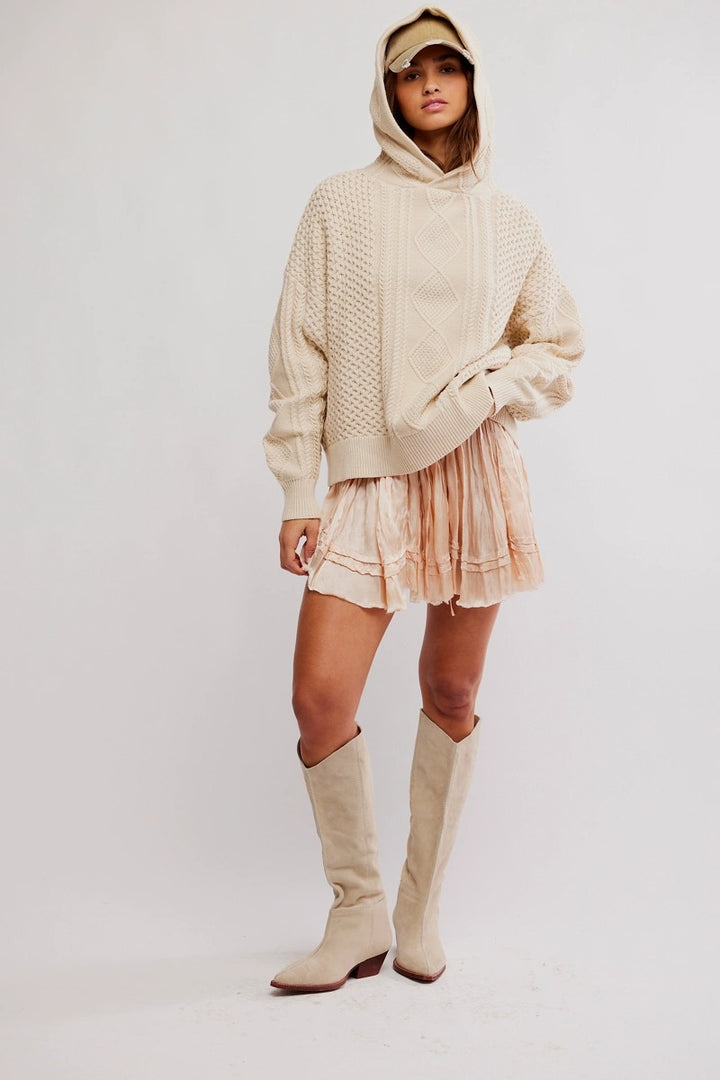 Free People - Explorer Cable Hoodie in Macadamia