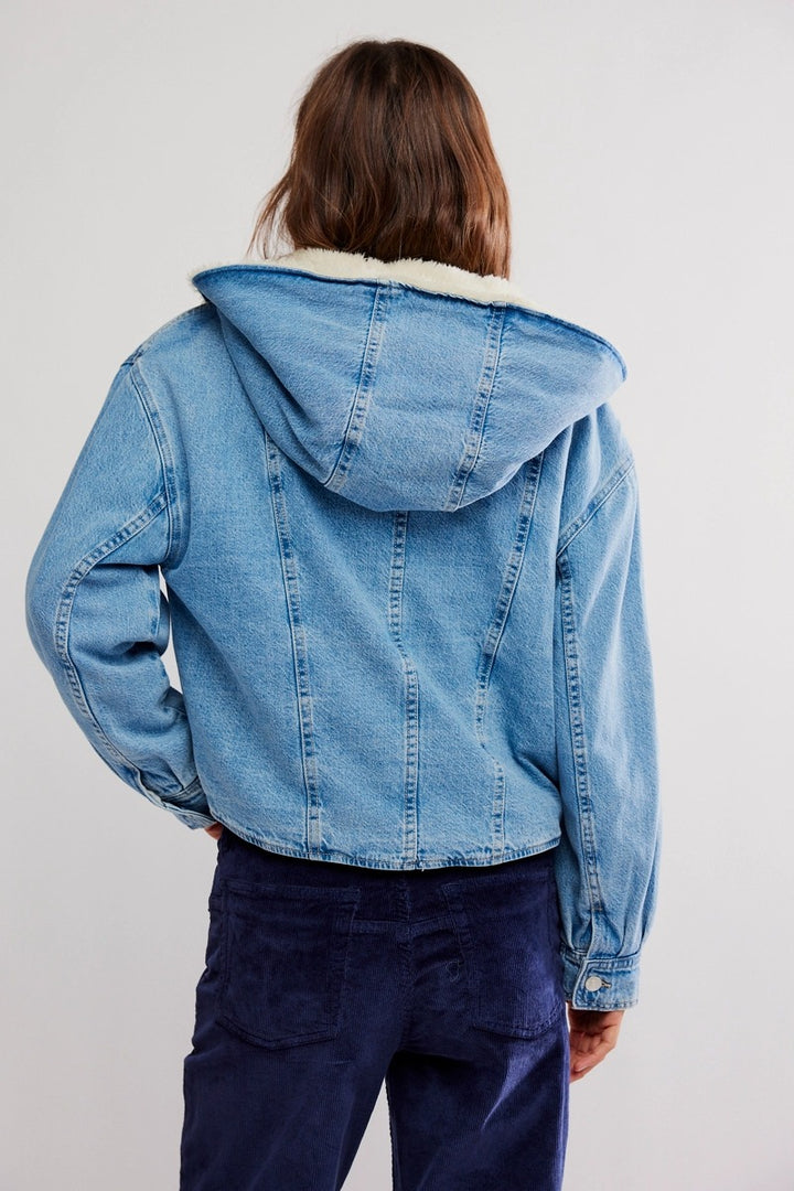 Free People - Asher Cozy Denim Jacket in Snowdrift Wash