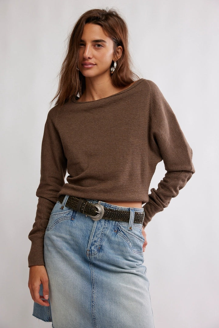 Free People - We The Free Jess Long Sleeve in Coco Brown Heather
