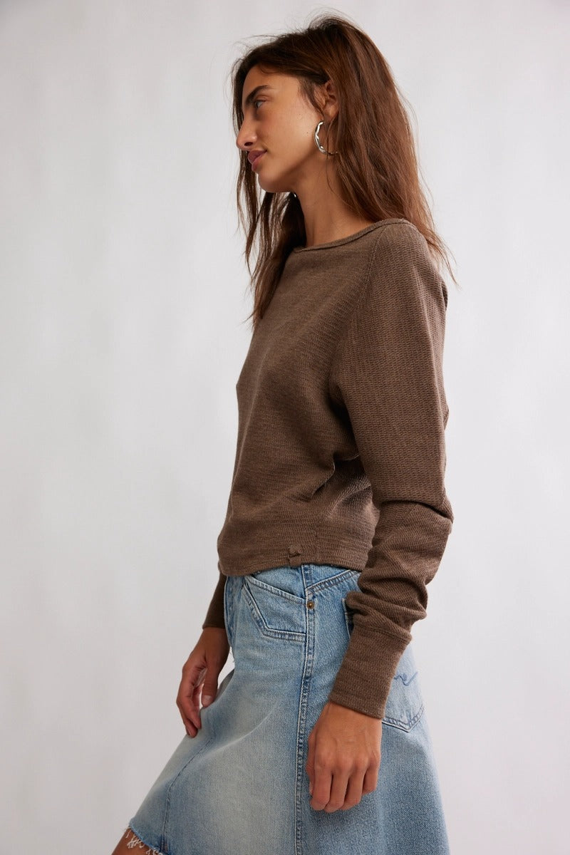Free People - We The Free Jess Long Sleeve in Coco Brown Heather