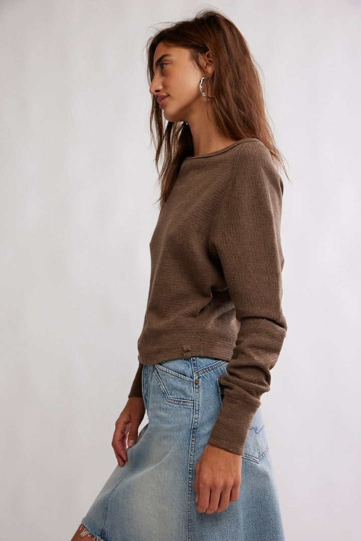 Free People - We The Free Jess Long Sleeve in Coco Brown Heather