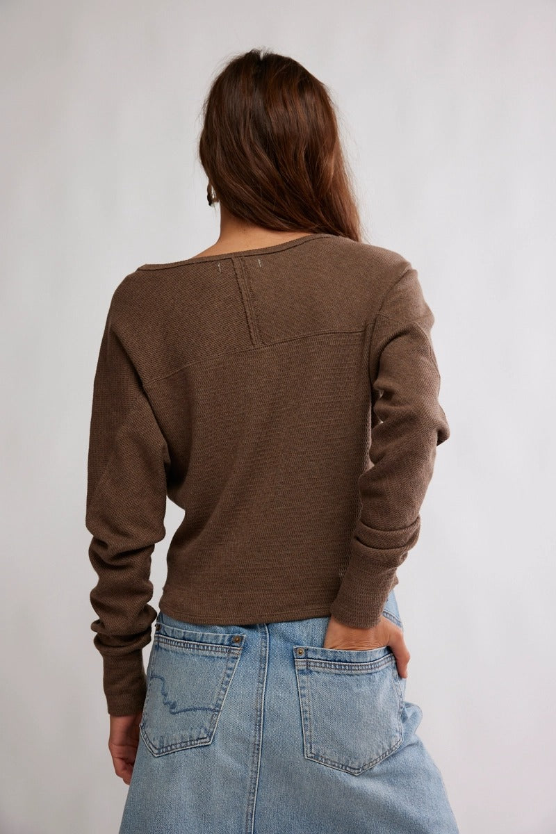Free People - We The Free Jess Long Sleeve in Coco Brown Heather