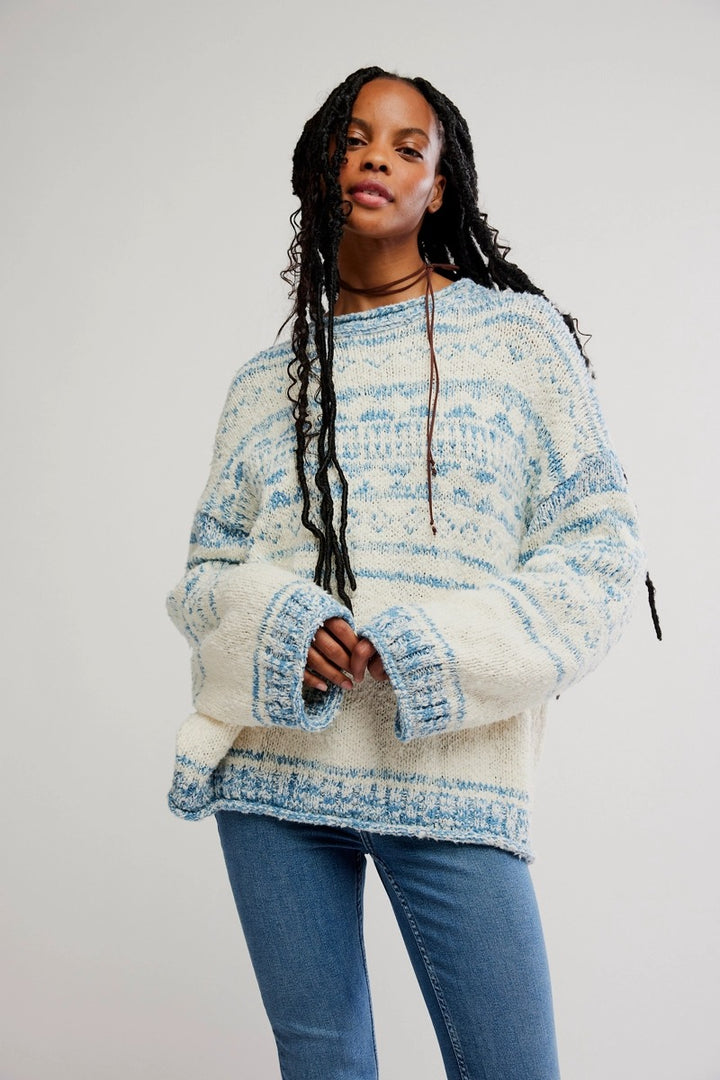 Free People - Dani Pattern Sweater in Cloud Combo
