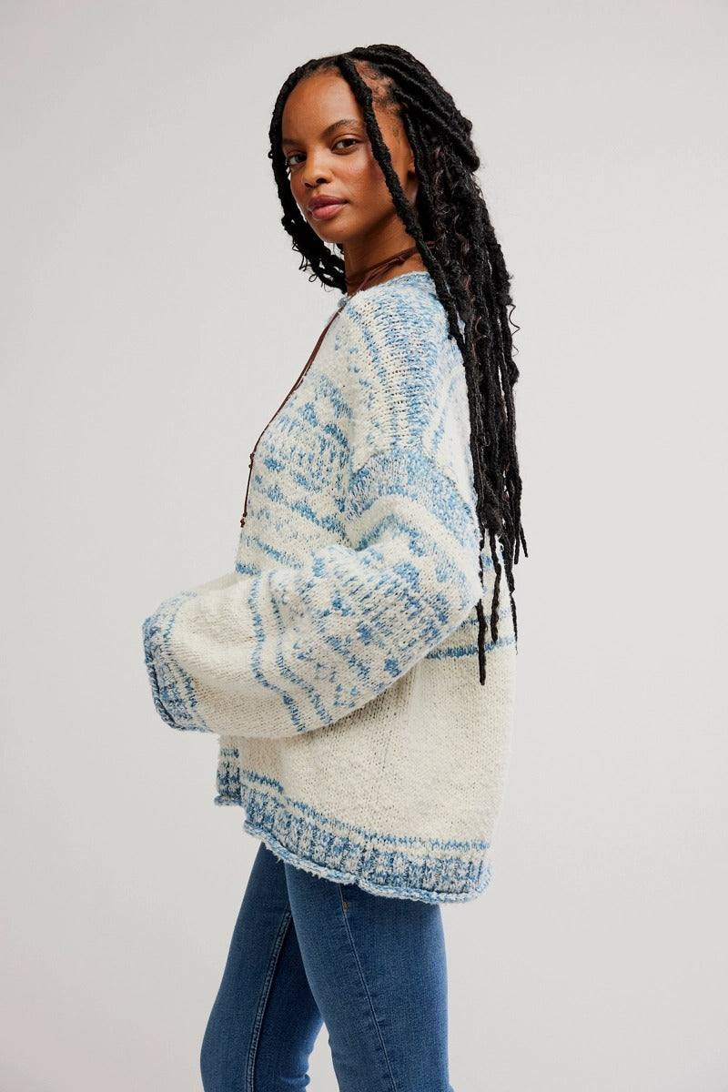 Free People - Dani Pattern Sweater in Cloud Combo