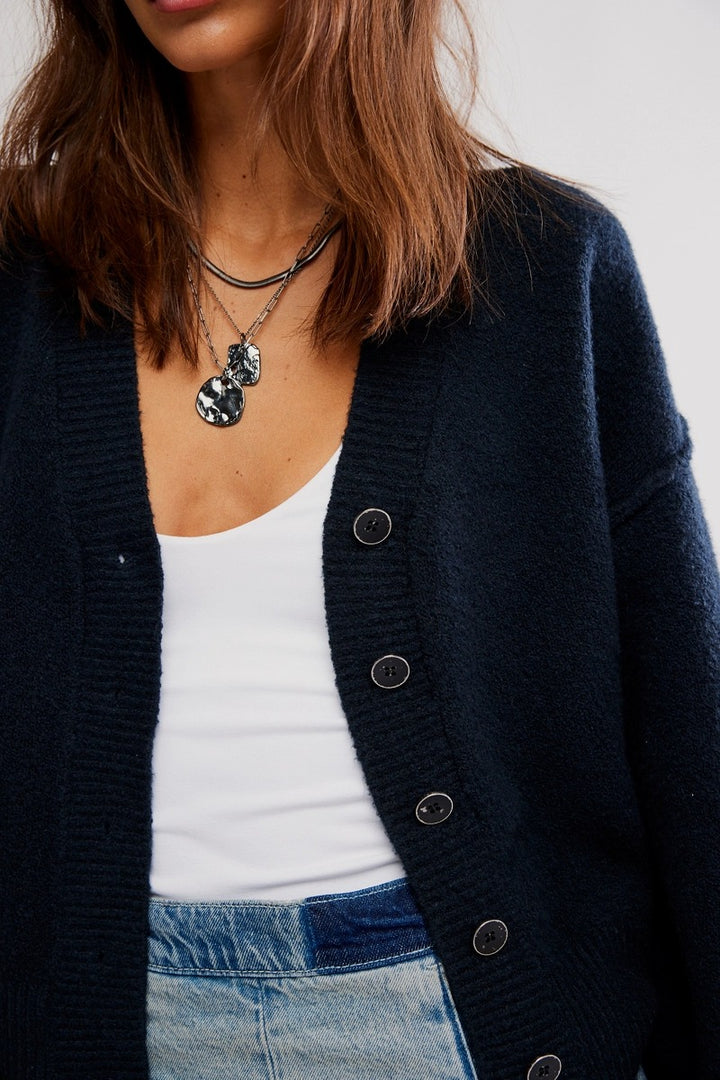Free People - Cool Of The Night Cardi in Black