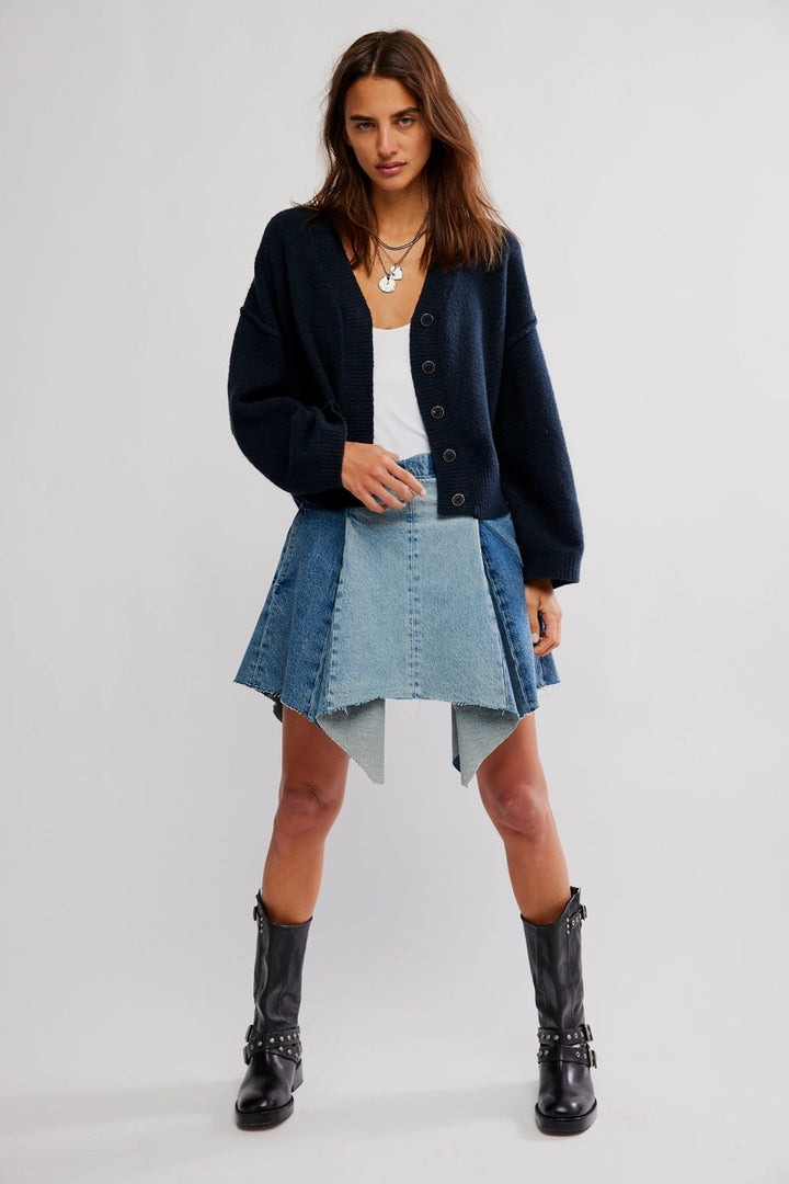 Free People - Cool Of The Night Cardi in Black