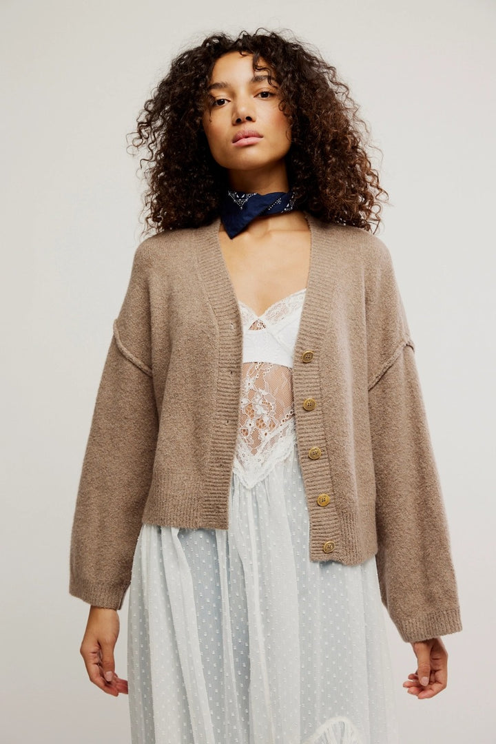 Free People - Cool Of The Night Cardi in Mocha Melange
