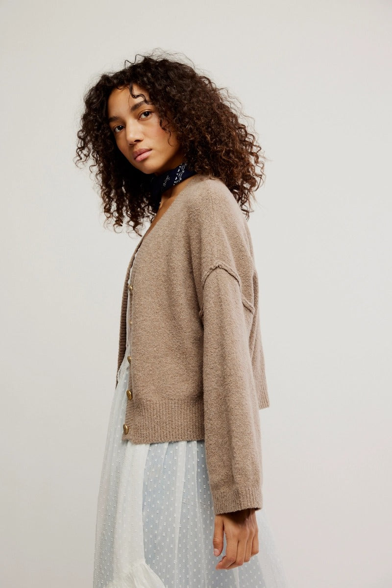 Free People - Cool Of The Night Cardi in Mocha Melange