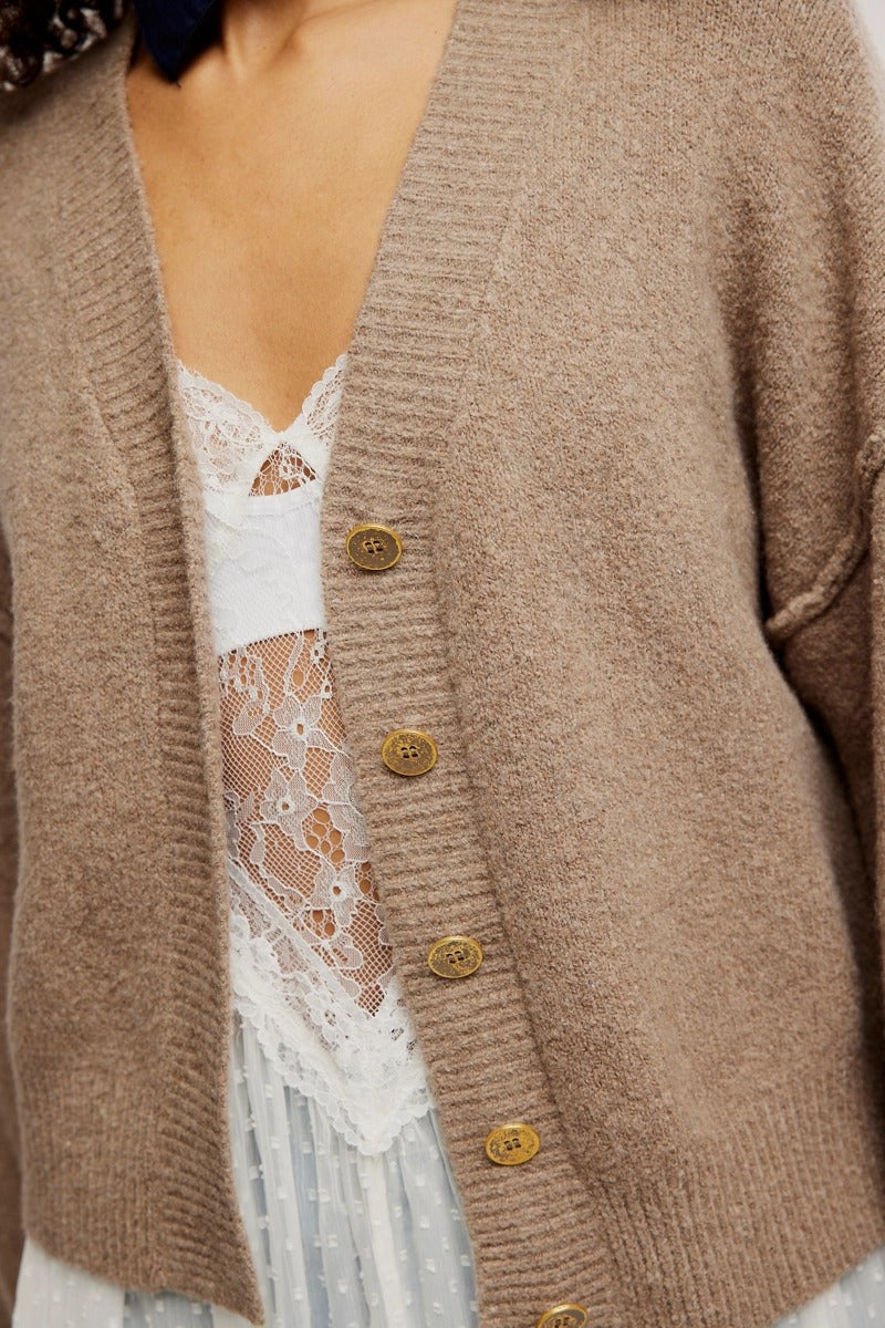 Free People - Cool Of The Night Cardi in Mocha Melange